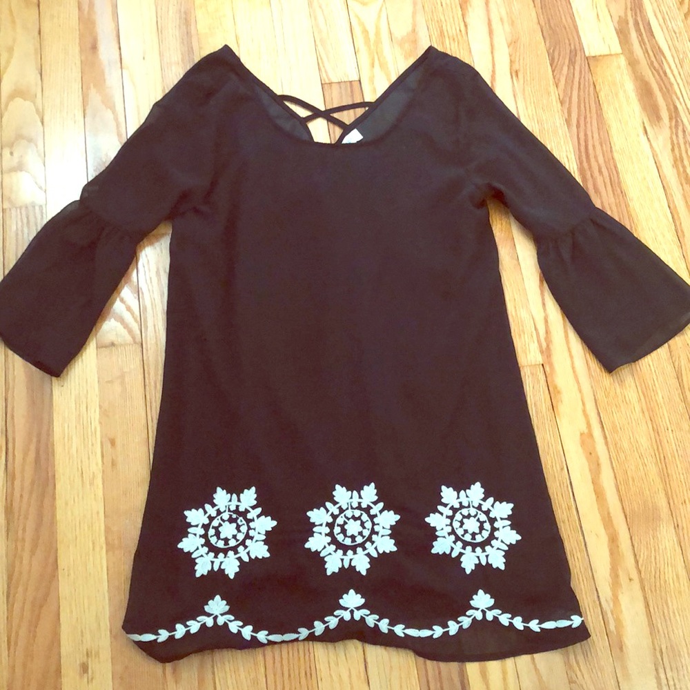 Embroidered black dress
